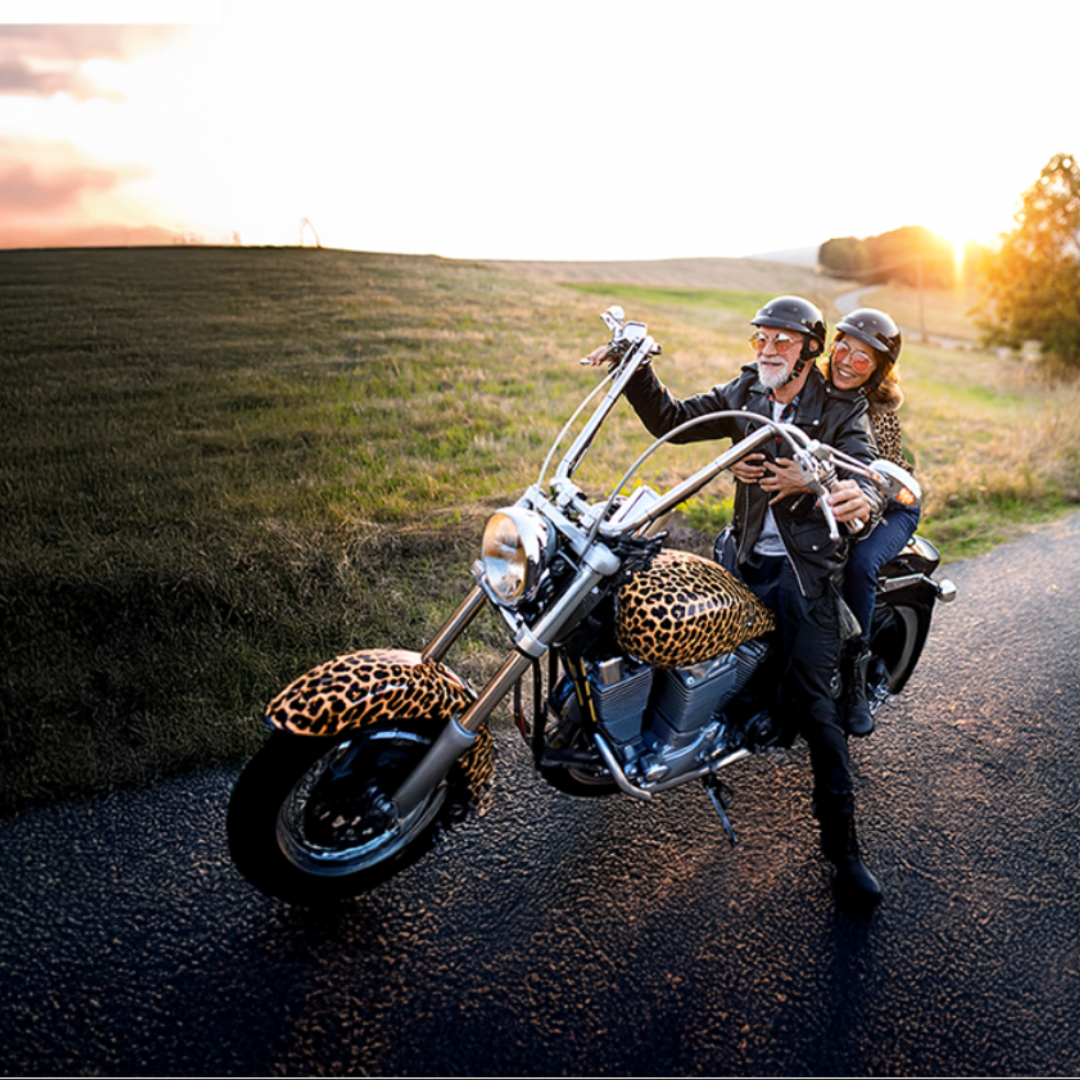 couple on motorcycle